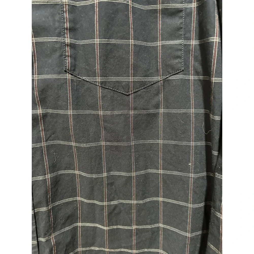Banana Republic‎ Mens Untucked Fit Navy Blue Grid Check Cotton Shirt Large L